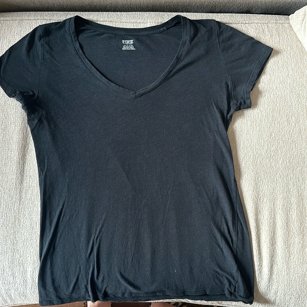 PINK Black V Neck T-Shirt